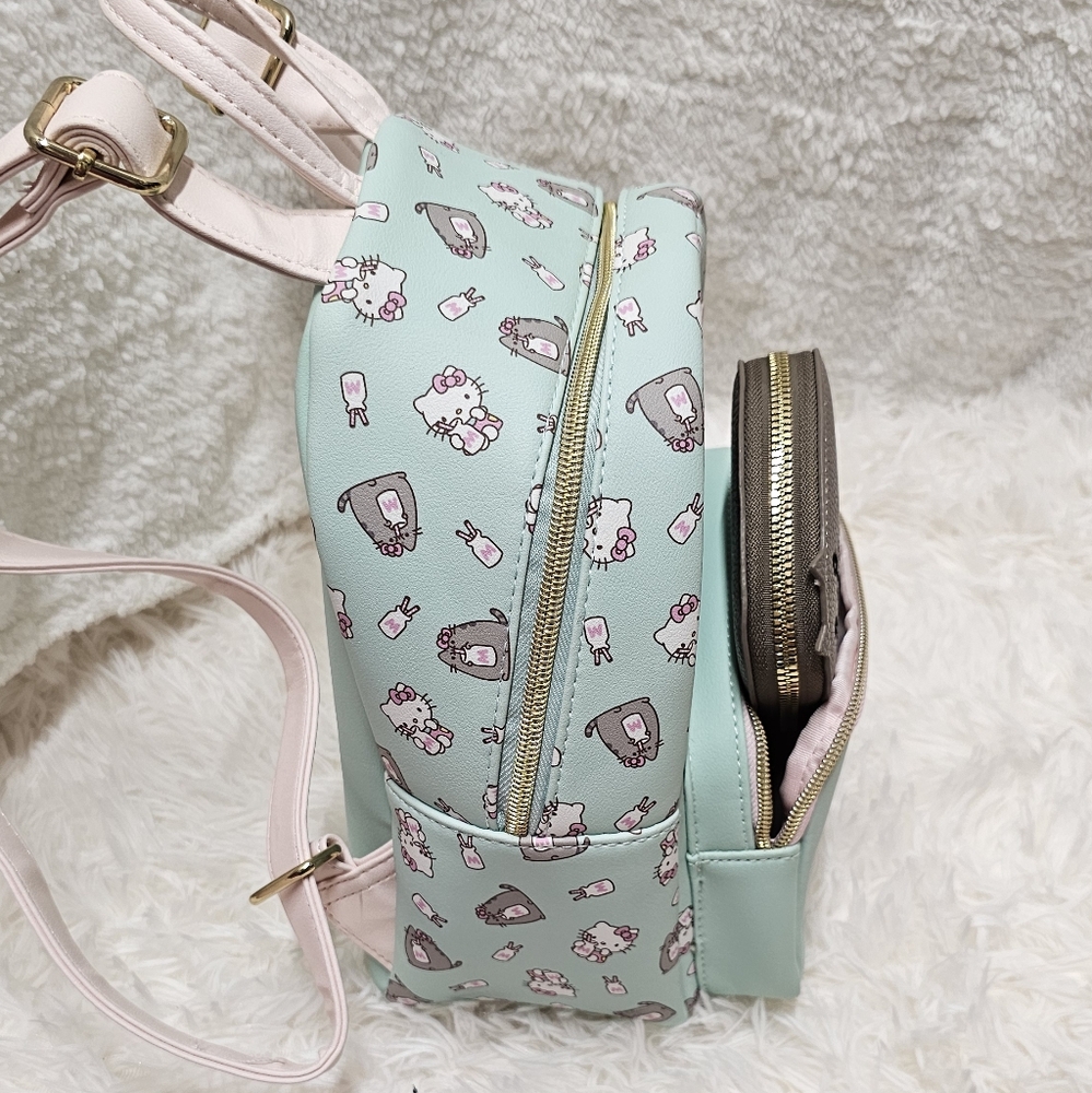 Hello Kitty × Pusheen Loungefly Mini Backpack Leather Cute Girls EUC - Picture 6 of 10